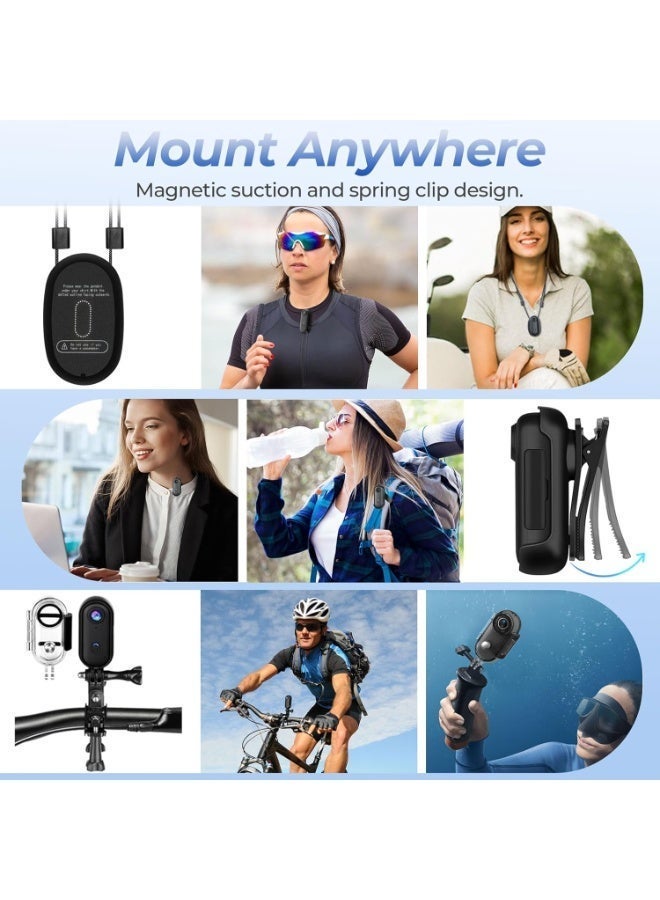 م.ا & ف'س كاميرا أكشن بدقة 4K، كاميرا تصوير فيديو صغيرة، كاميرا صغيرة الحجم مقاومة للماء بمعيار IPX7، كاميرا فيديو تحت الماء، تسجيل فيديو من منظور الشخص الأول بدون استخدام اليدين، كاميرا خوذة لركوب الدراجات والدراجات النارية (بطاقة ذاكرة 32 جيجابايت) - Image 3